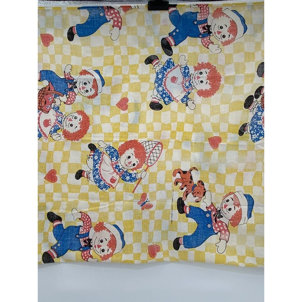 Vintage Raggedy Ann Andy Flat Sheet The Bobbs Merrill‎ Co JC Penney 1970's